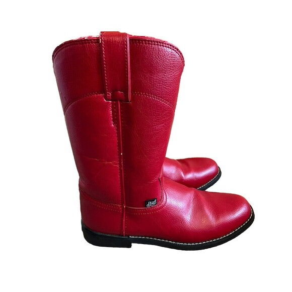 Justin Basics JBL3007 Men's Red Faux Leather Western Cowboy Boots Size 7 B *note - Picture 4 of 7